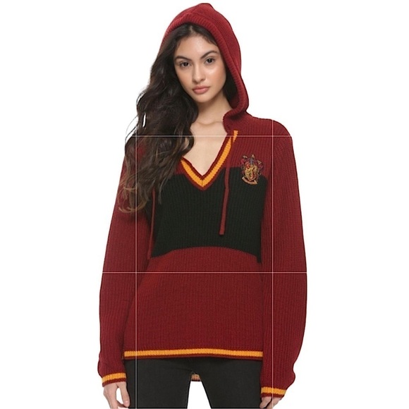 Harry Potter GRYFFYINDER Cardigan Knit Hooded Sweater Women’s Size Mediu… - Picture 3 of 11